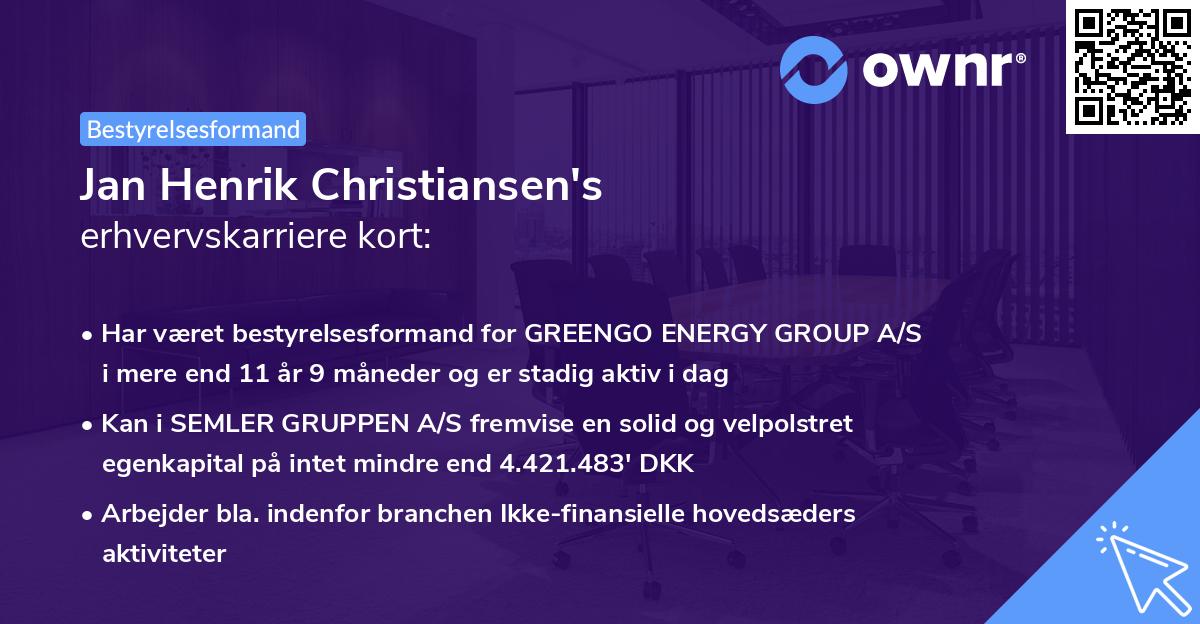 Jan Henrik Christiansen's erhvervskarriere kort