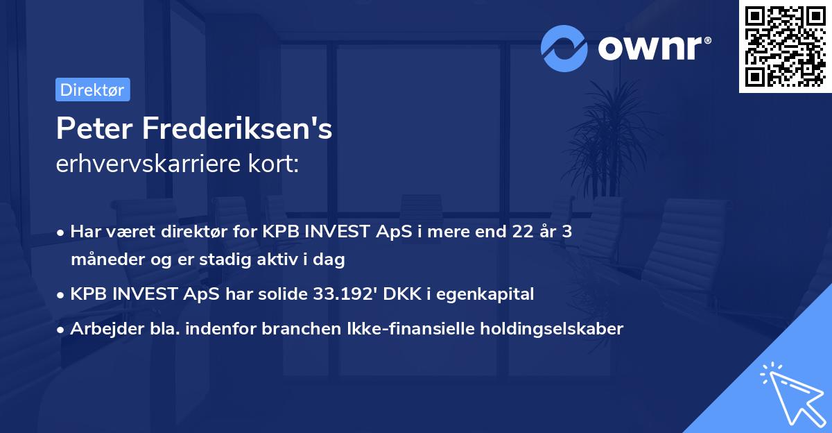 Peter Frederiksen's erhvervskarriere kort