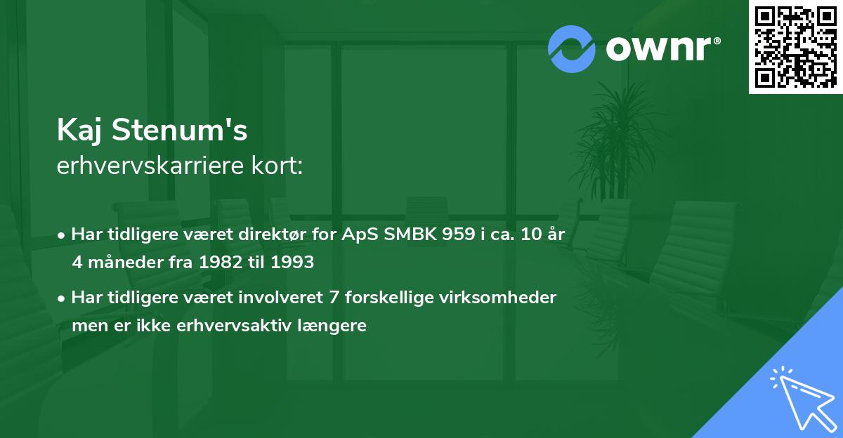 Kaj Stenum's erhvervskarriere kort