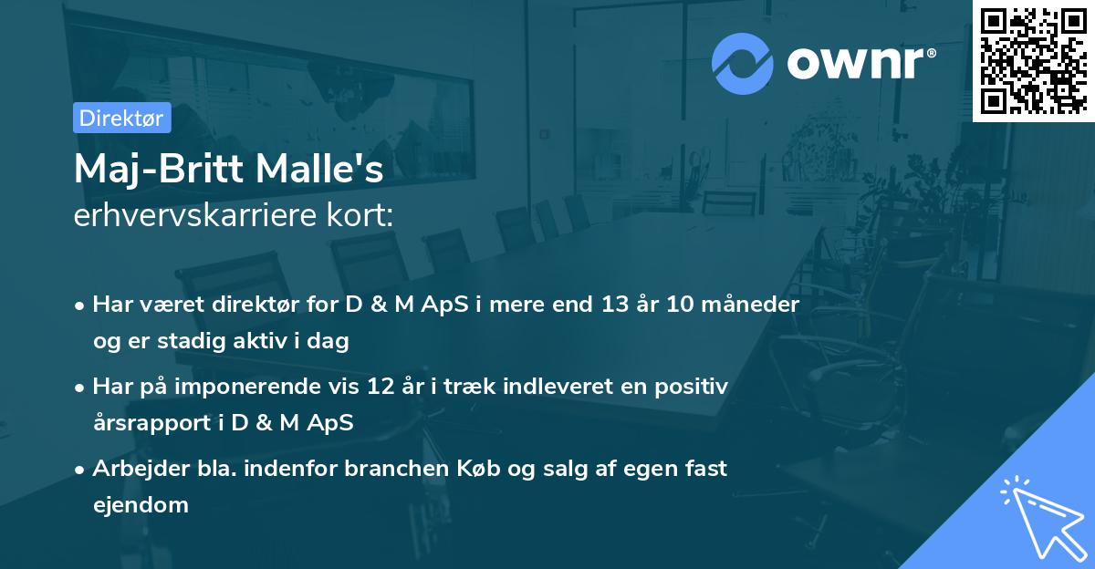 Maj-Britt Malle's erhvervskarriere kort