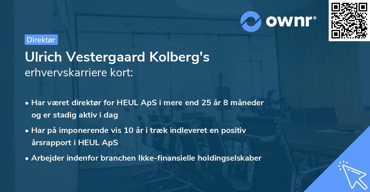Ulrich Vestergaard Kolberg's erhvervskarriere kort