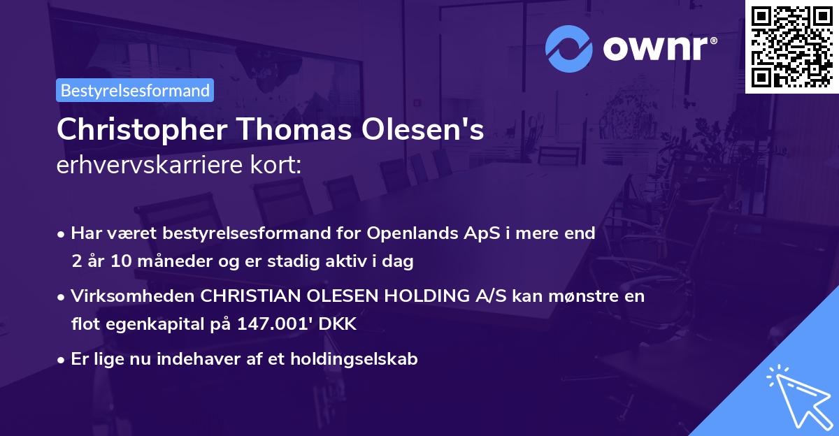 Christopher Thomas Olesen's erhvervskarriere kort