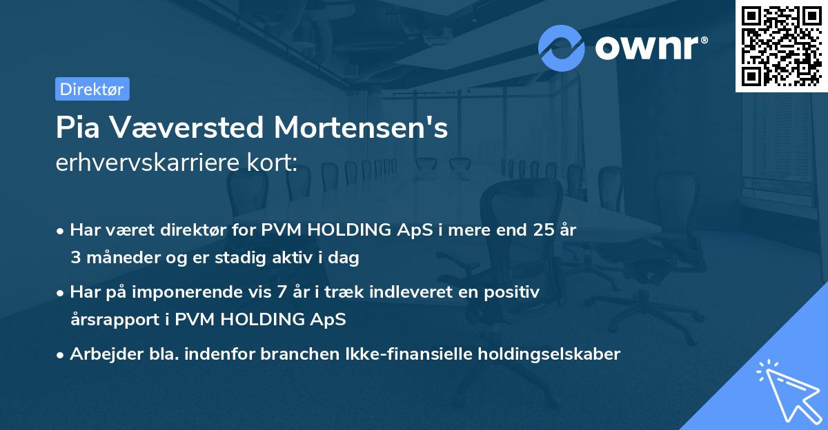 Pia Væversted Mortensen's erhvervskarriere kort