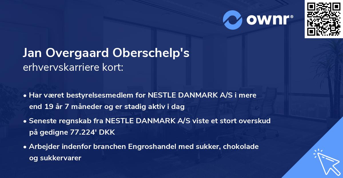 Jan Overgaard Oberschelp's erhvervskarriere kort