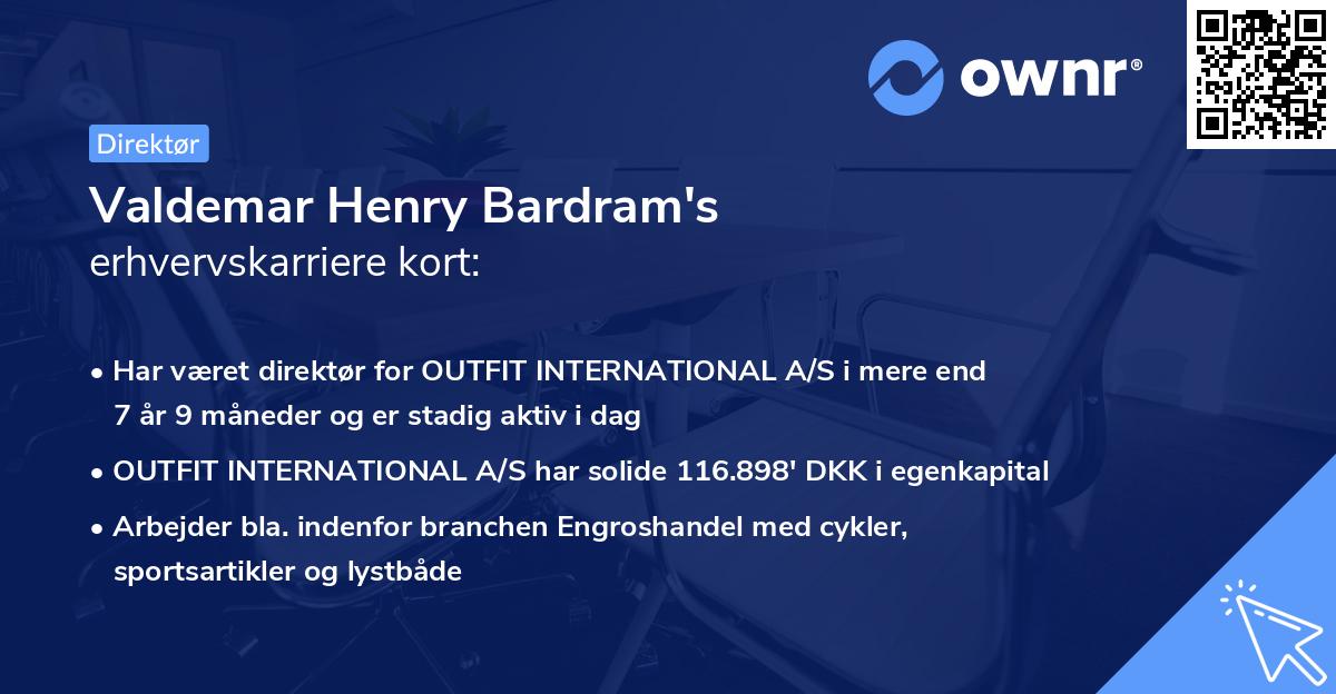Valdemar Henry Bardram's erhvervskarriere kort