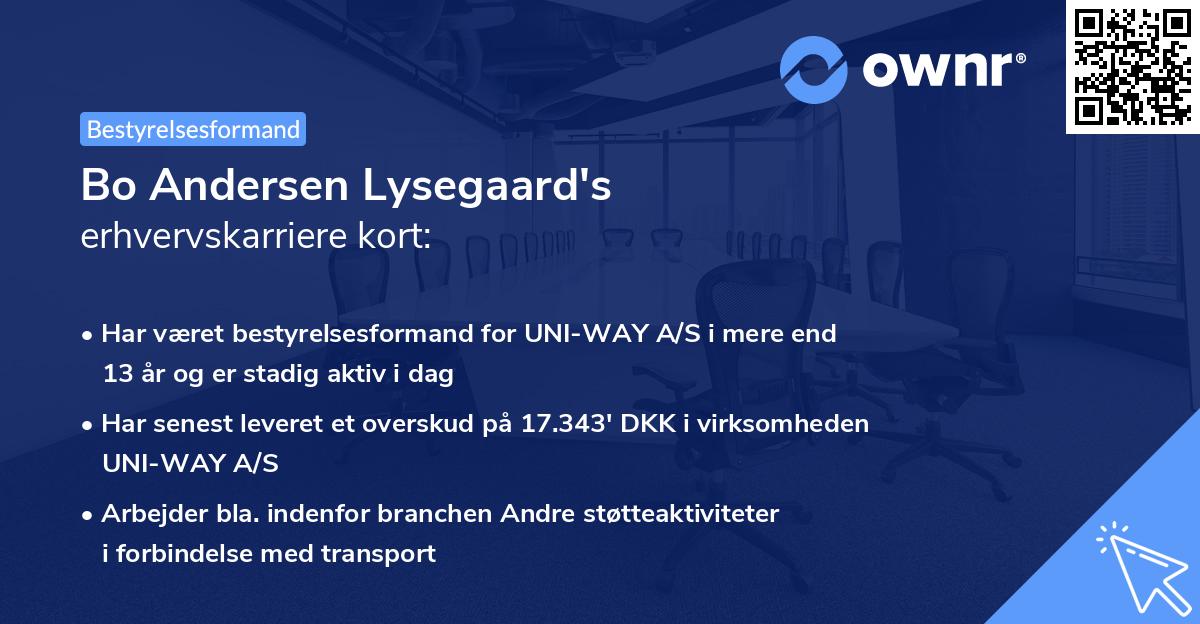 Bo Andersen Lysegaard's erhvervskarriere kort