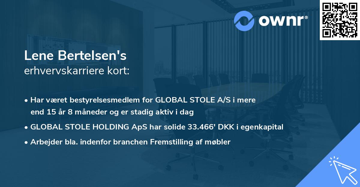 Lene Bertelsen's erhvervskarriere kort