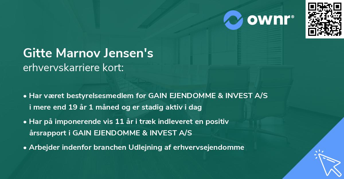 Gitte Marnov Jensen's erhvervskarriere kort