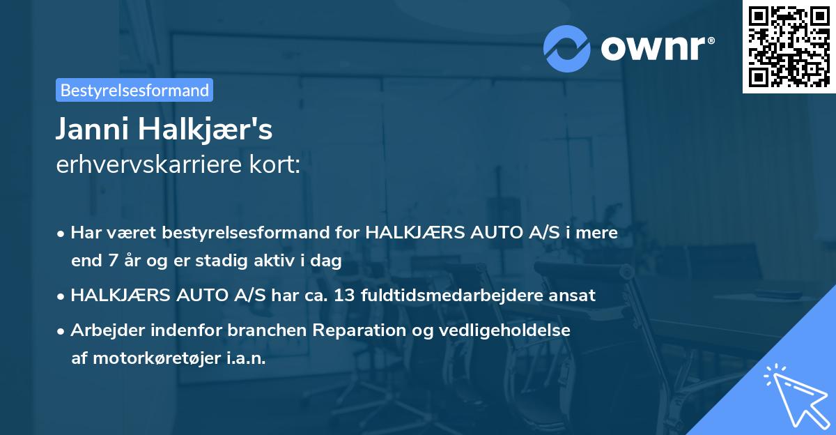 Janni Halkjær's erhvervskarriere kort