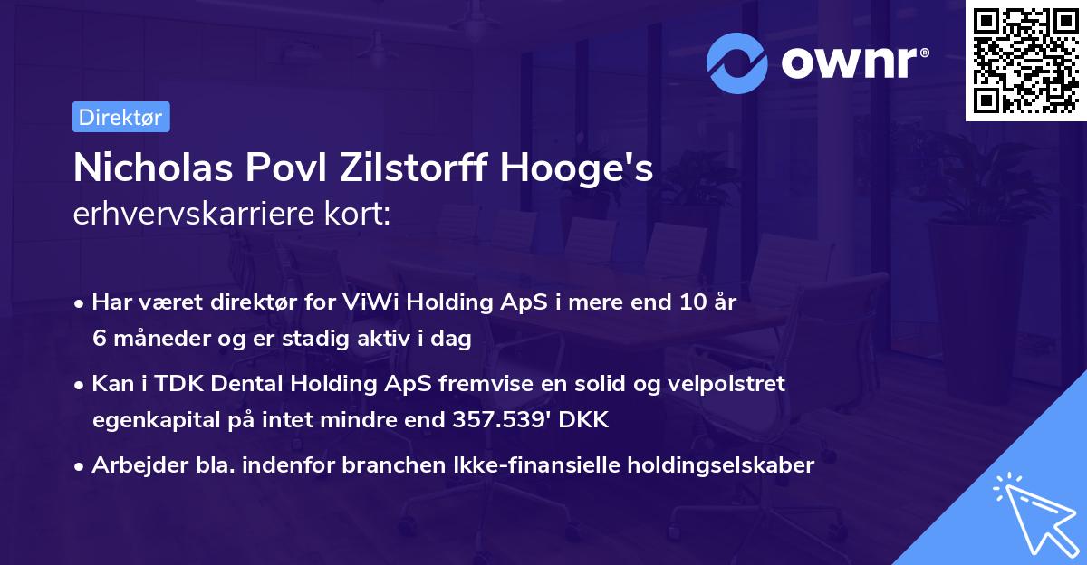 Nicholas Povl Zilstorff Hooge's erhvervskarriere kort