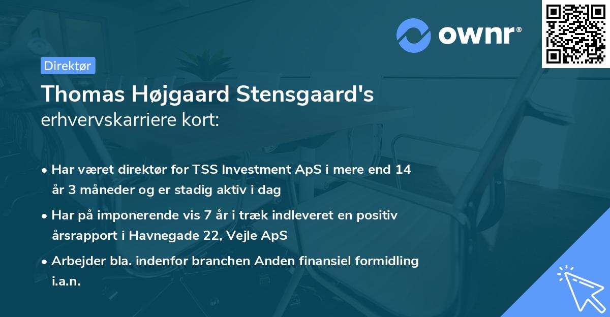 Thomas Højgaard Stensgaard's erhvervskarriere kort