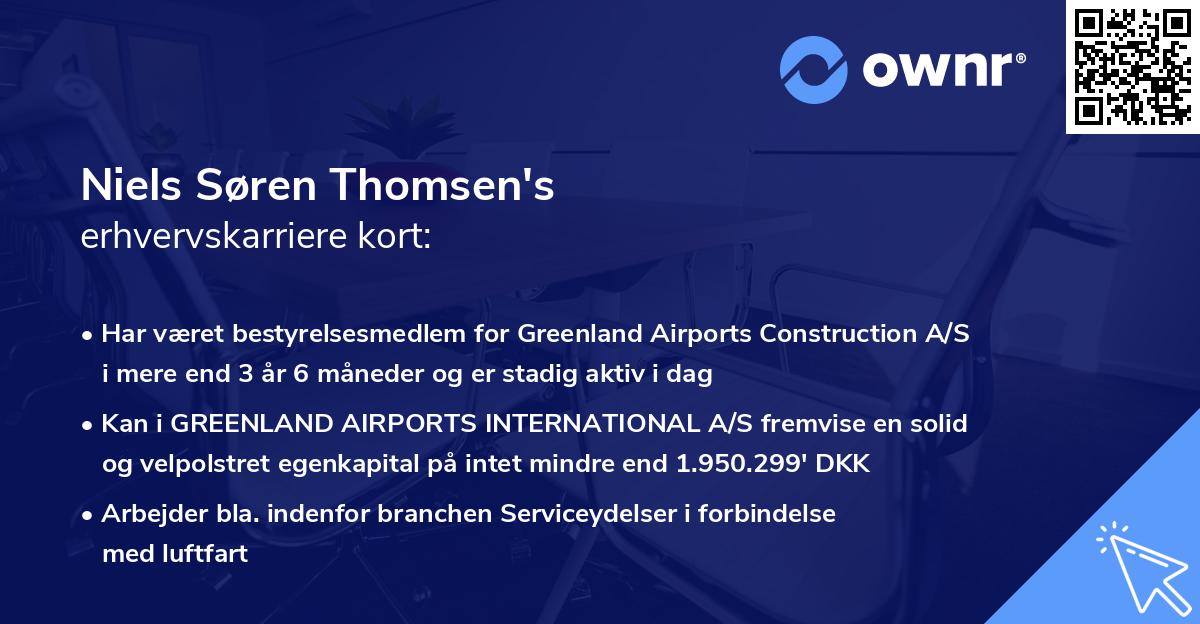 Niels Søren Thomsen's erhvervskarriere kort