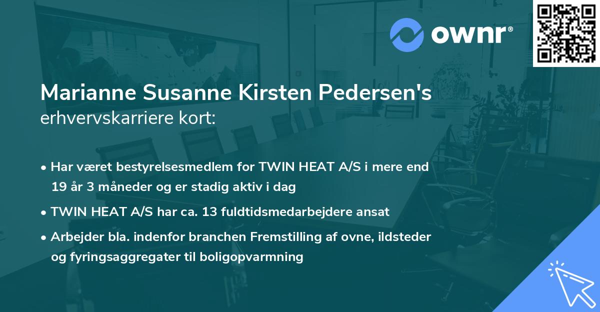 Marianne Susanne Kirsten Pedersen's erhvervskarriere kort