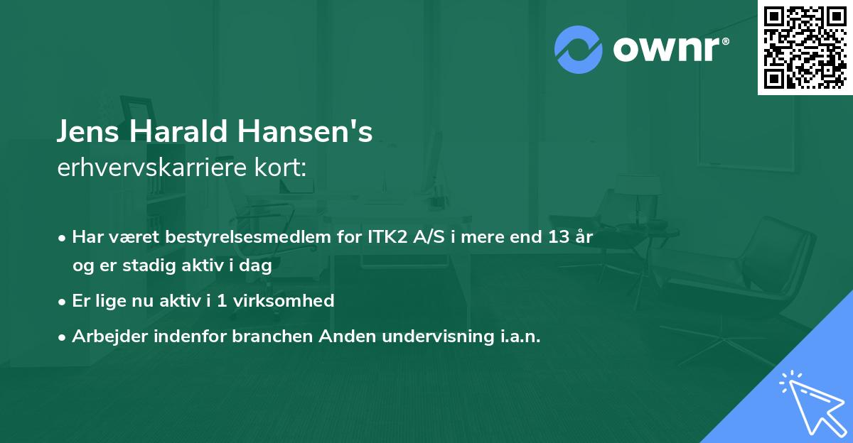 Jens Harald Hansen's erhvervskarriere kort