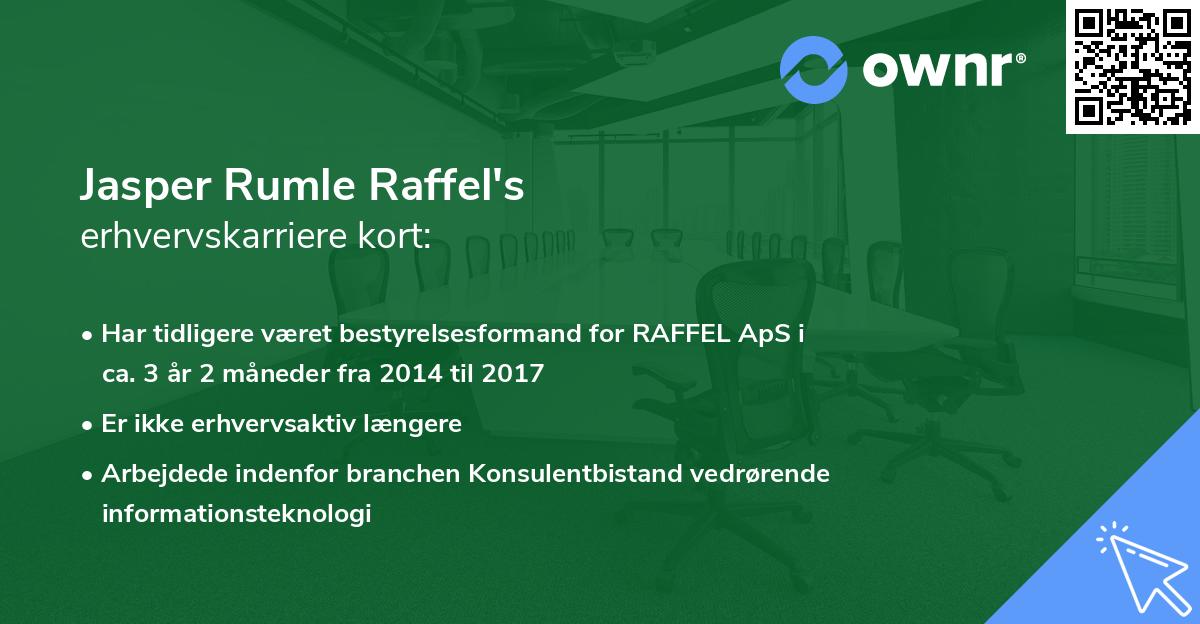 Jasper Rumle Raffel's erhvervskarriere kort