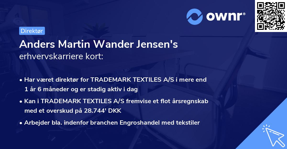 Anders Martin Wander Jensen's erhvervskarriere kort