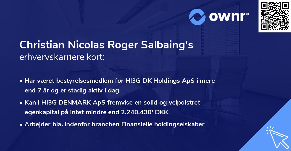 Christian Nicolas Roger Salbaing's erhvervskarriere kort