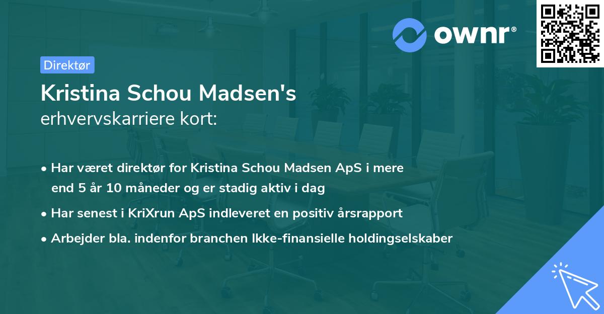 Kristina Schou Madsen's erhvervskarriere kort