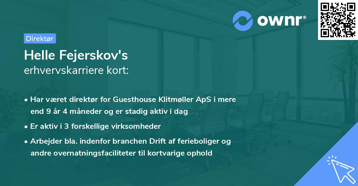Helle Fejerskov's erhvervskarriere kort