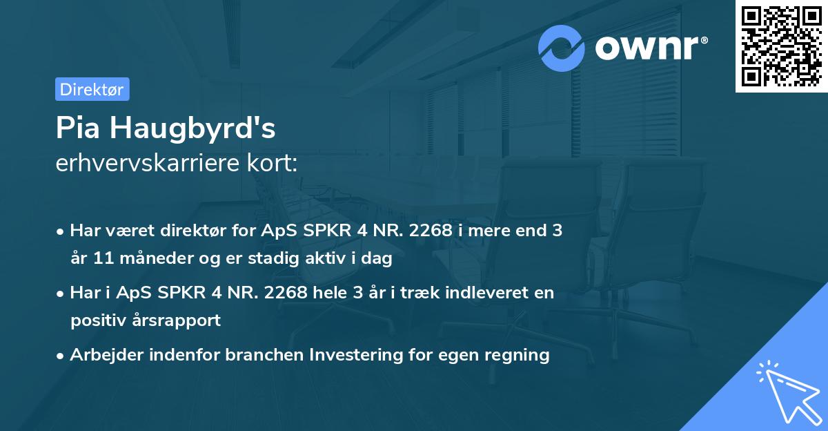 Pia Haugbyrd's erhvervskarriere kort