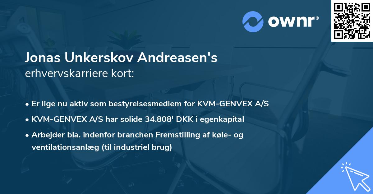 Jonas Unkerskov Andreasen's erhvervskarriere kort