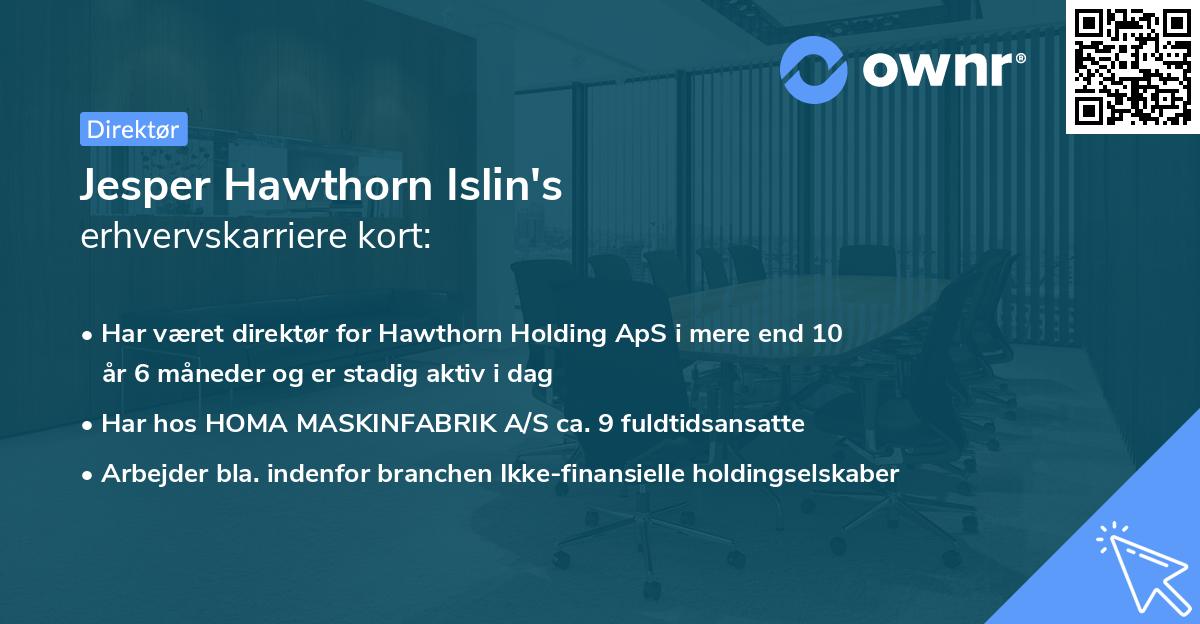 Jesper Hawthorn Islin's erhvervskarriere kort