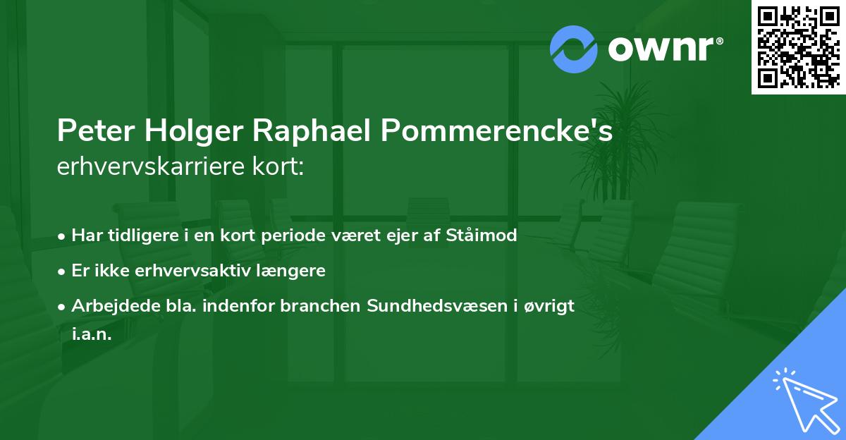 Peter Holger Raphael Pommerencke's erhvervskarriere kort