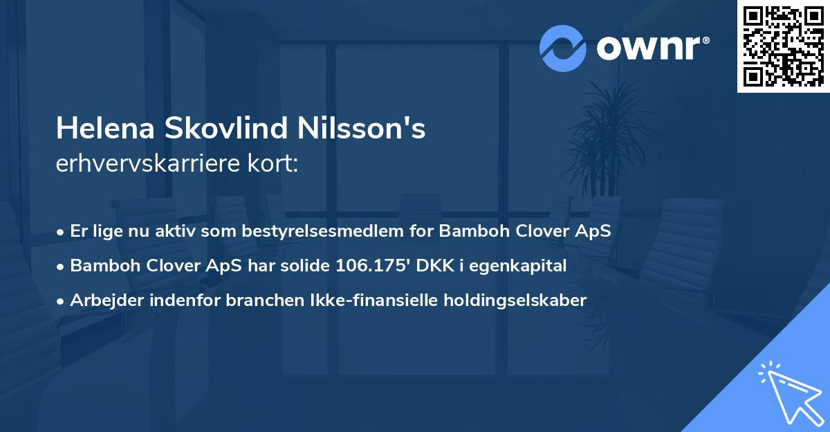 Helena Skovlind Nilsson's erhvervskarriere kort