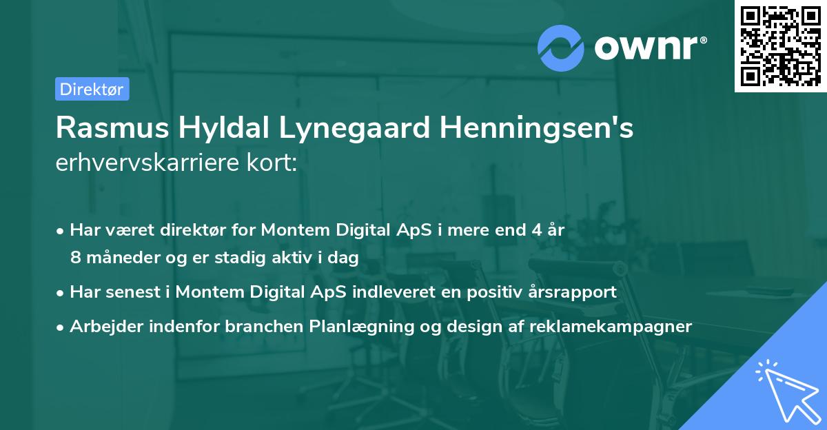 Rasmus Hyldal Lynegaard Henningsen's erhvervskarriere kort
