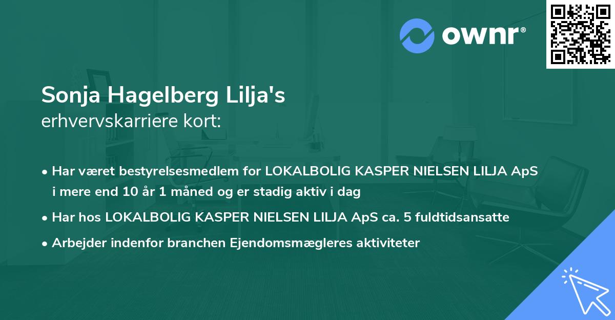 Sonja Hagelberg Lilja's erhvervskarriere kort