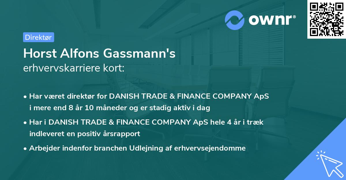 Horst Alfons Gassmann's erhvervskarriere kort