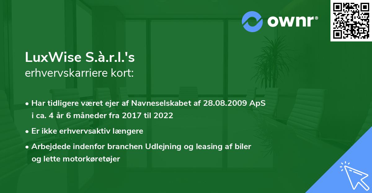 LuxWise S.à.r.l.'s erhvervskarriere kort