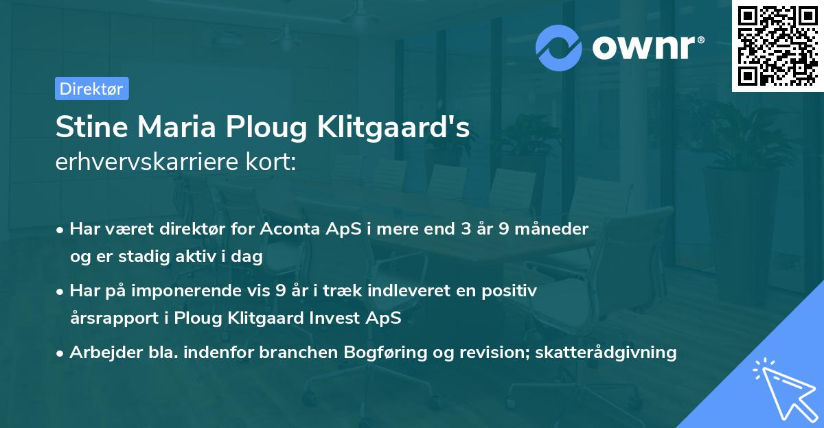 Stine Maria Ploug Klitgaard's erhvervskarriere kort