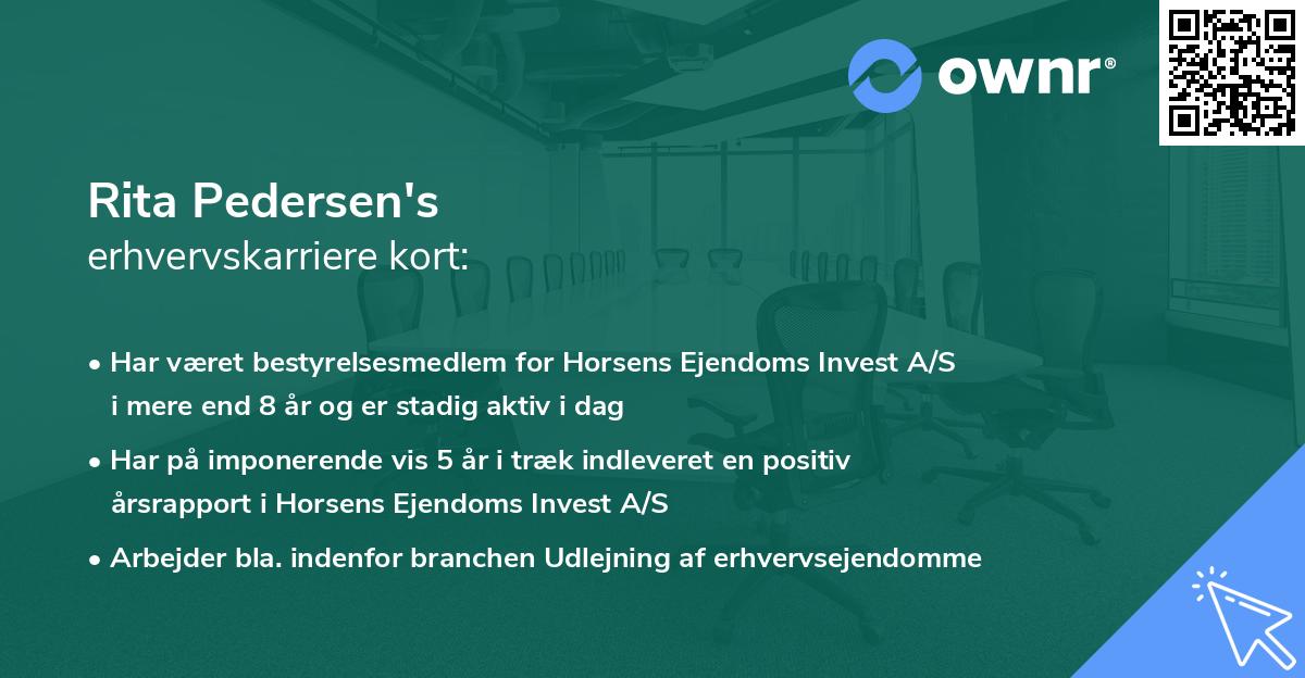 Rita Pedersen's erhvervskarriere kort