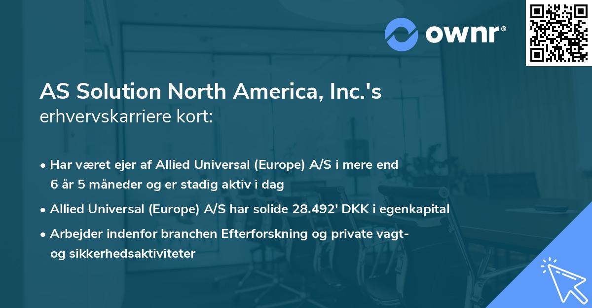 AS Solution North America, Inc.'s erhvervskarriere kort