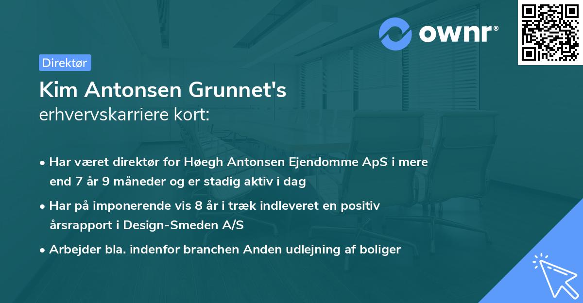 Kim Antonsen Grunnet's erhvervskarriere kort