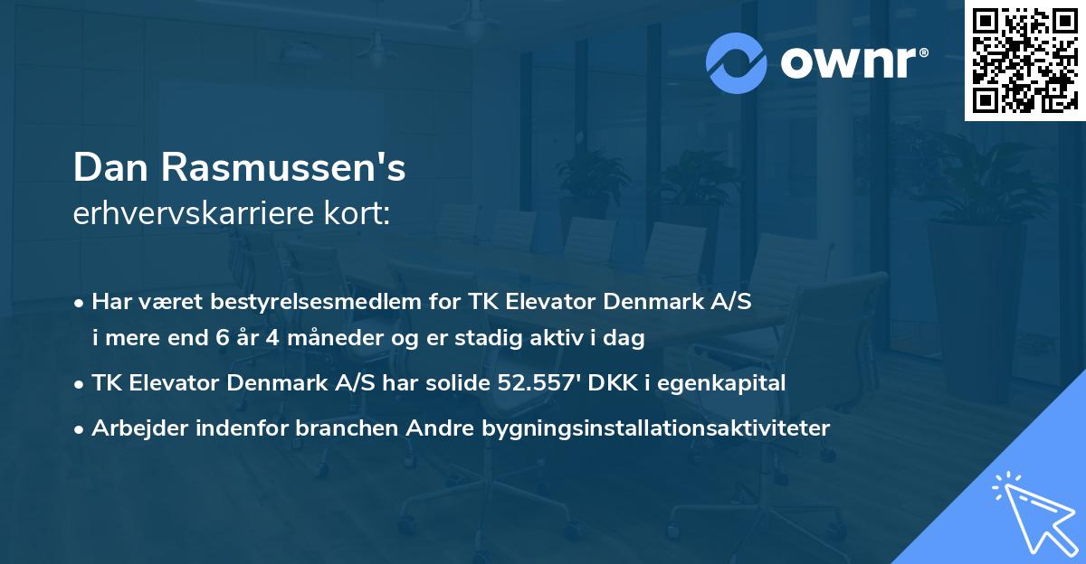 Dan Rasmussen's erhvervskarriere kort