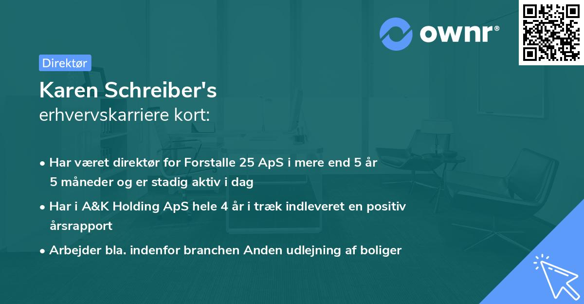 Karen Schreiber's erhvervskarriere kort