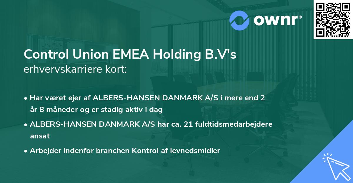 Control Union EMEA Holding B.V's erhvervskarriere kort