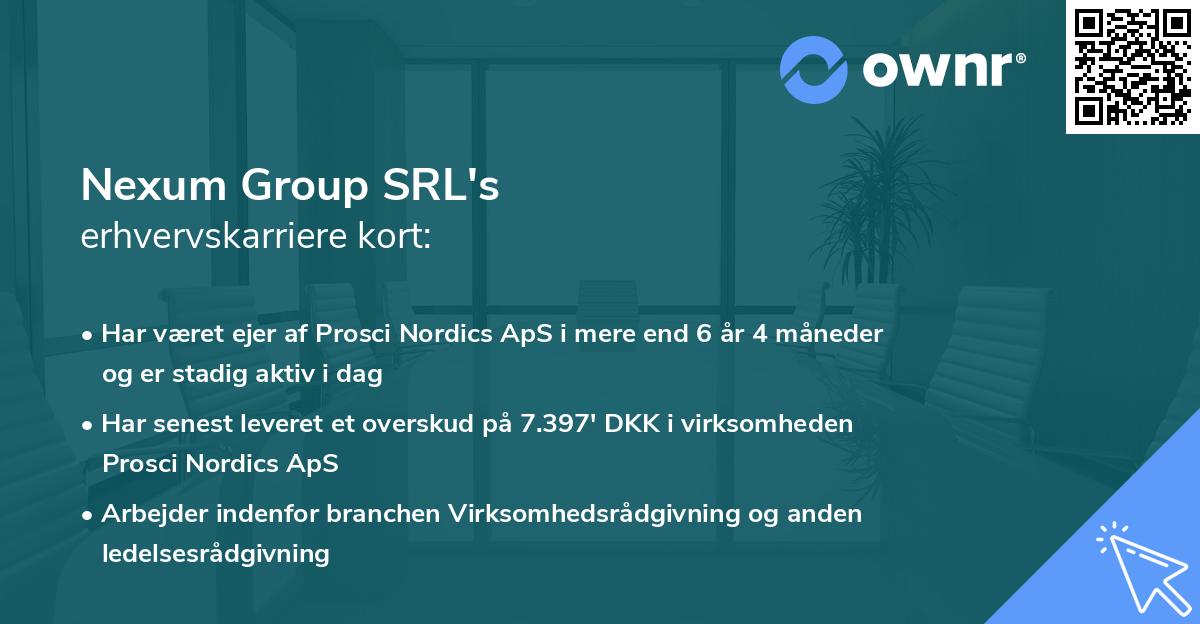 Nexum Group SRL's erhvervskarriere kort