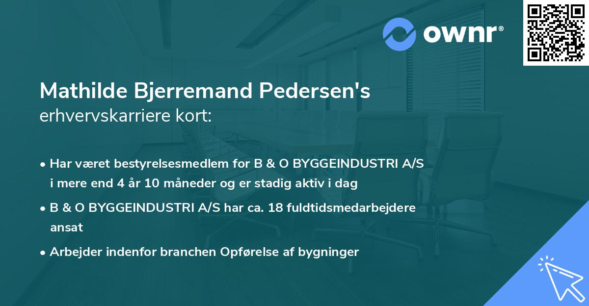 Mathilde Bjerremand Pedersen's erhvervskarriere kort