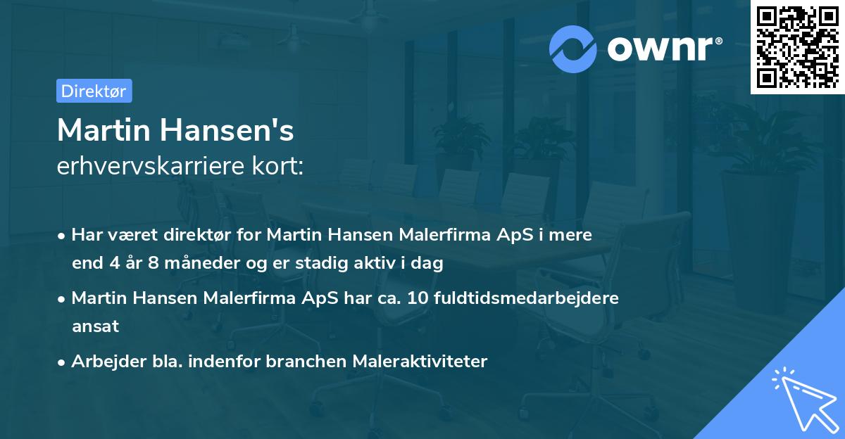 Martin Hansen's erhvervskarriere kort