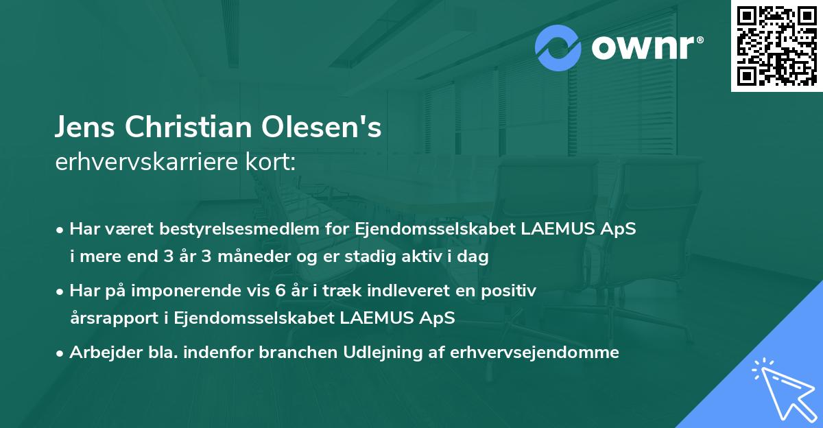 Jens Christian Olesen's erhvervskarriere kort