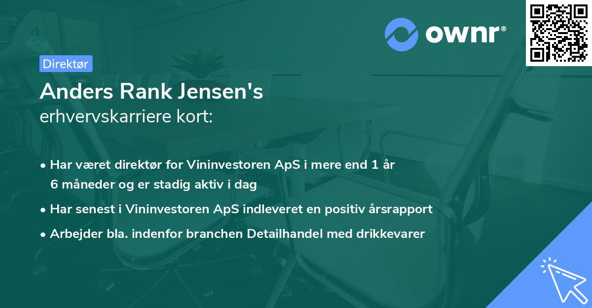 Anders Rank Jensen's erhvervskarriere kort