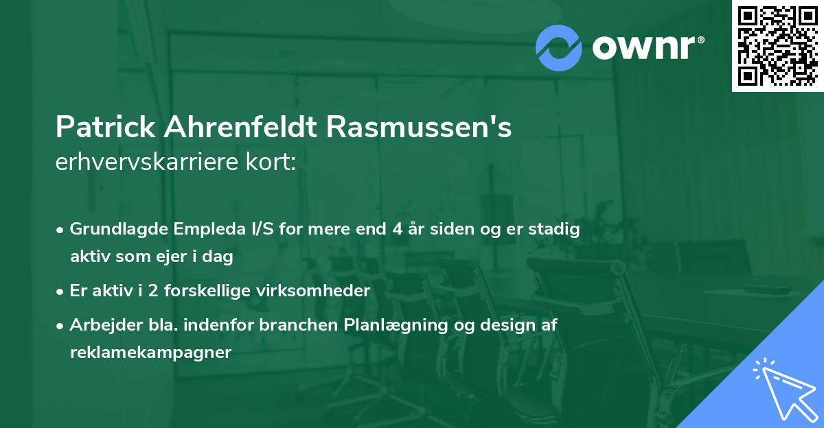 Patrick Ahrenfeldt Rasmussen's erhvervskarriere kort