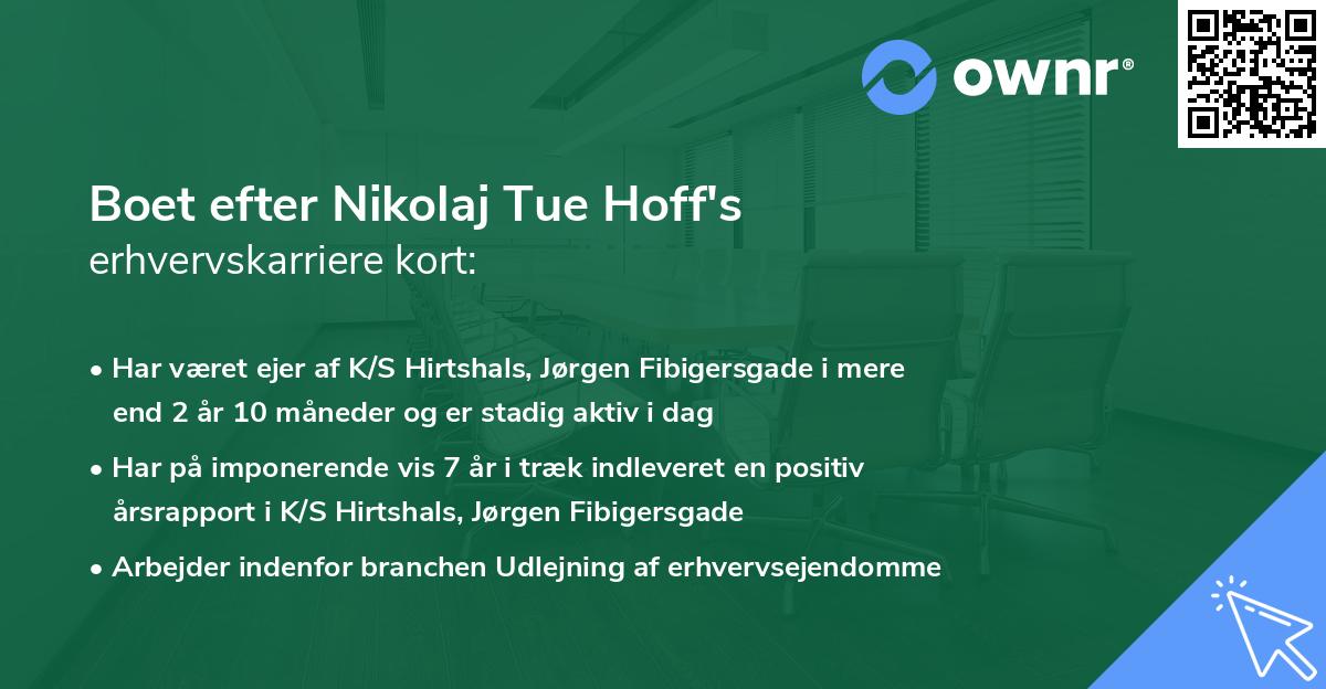 Boet efter Nikolaj Tue Hoff's erhvervskarriere kort