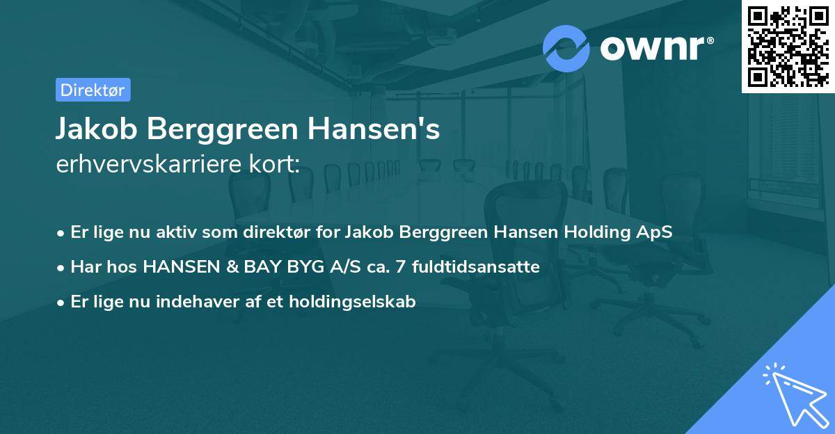 Jakob Berggreen Hansen's erhvervskarriere kort