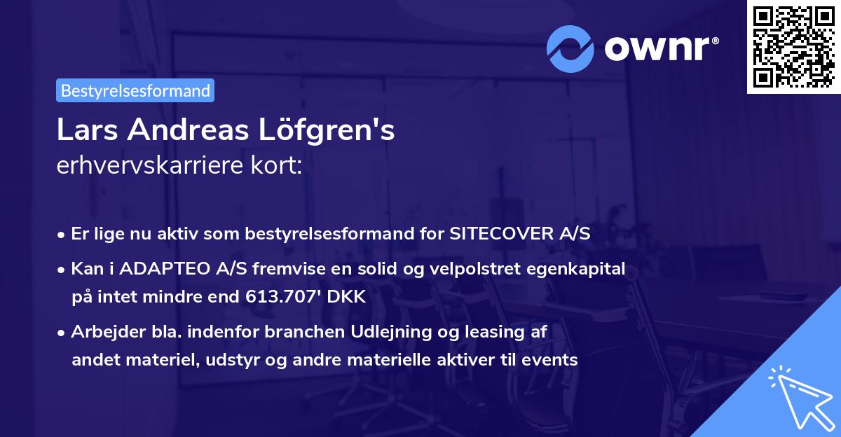 Lars Andreas Löfgren's erhvervskarriere kort