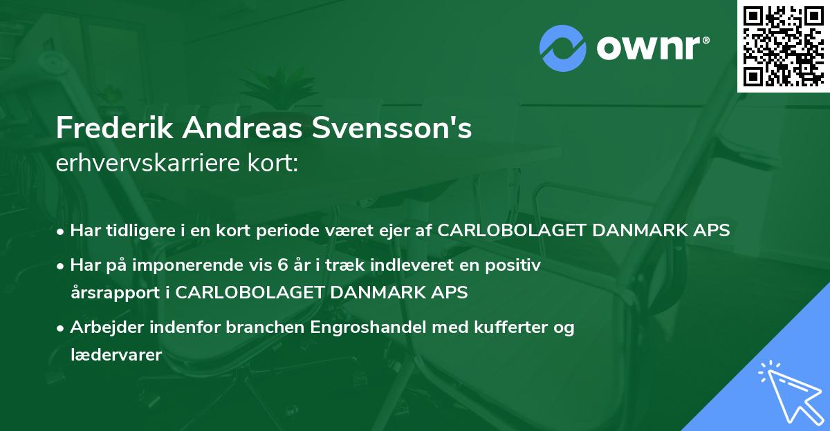 Frederik Andreas Svensson's erhvervskarriere kort