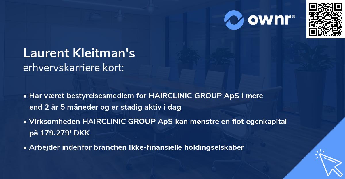 Laurent Kleitman's erhvervskarriere kort